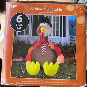 Gemmy Industries 6 Foot Inflatable Airblown 2004 Thanksgiving Turkey #25663
